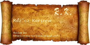 Rácz Korinna névjegykártya